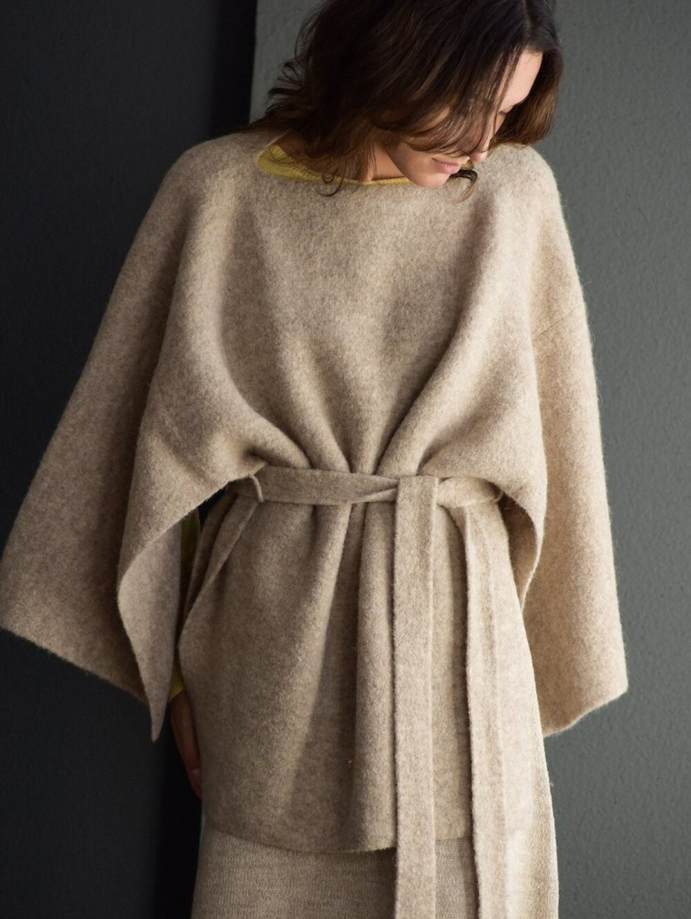 Lauren Manoogian Planes Poncho Wool Belted Sweater